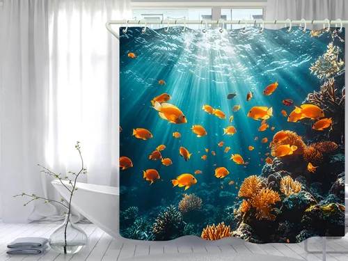 Miniatura 22 de Juego de cortinas de ducha de lámina dorada de ágata amatista (con 12 ganchos blancos en C), cortina de baño de tela de geoda impermeable