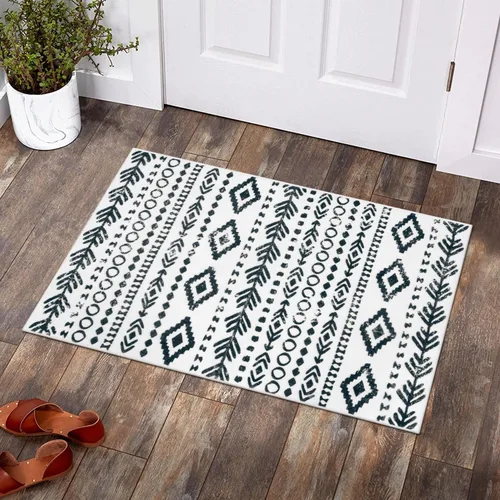 Miniatura 15 de Lahome Alfombra bohemia marroquí para entrada, lavable, de 2 x 3 pies, color gris y blanco, antideslizante, ultra fina, suave, rústica con estampado