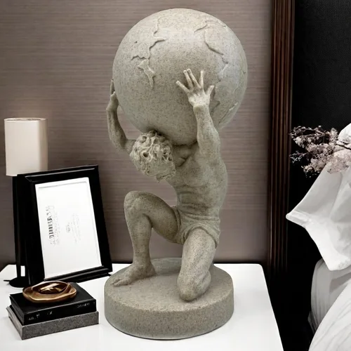 Miniatura 2 de FUNSXBUG Estatua de Dios griego grande de 11 pulgadas, escultura coleccionable de Atlas Holding World, decoración del hogar, sala de estar