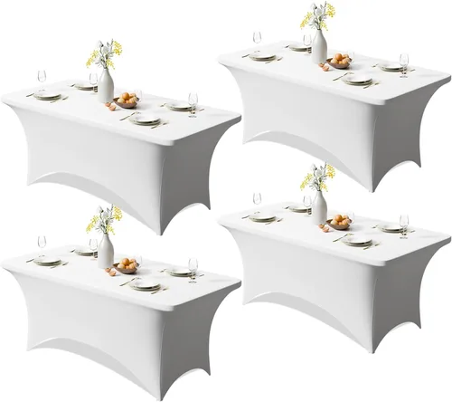 Miniatura 23 de Trlyc Paquete de 1 mantel rectangular de elastano de 4 pies – 48 x 30 pulgadas, resistente a las arrugas, para bodas, fiestas, banquetes, picnic