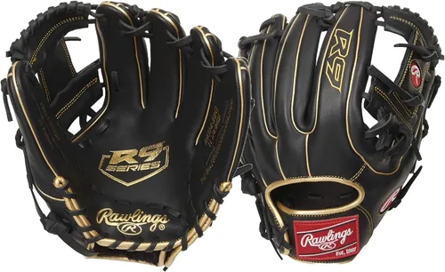 Miniatura 14 de Rawlings Guantes de béisbol de la serie R9 Tamaños 11.5 a 13 pulgadas Múltiples estilos Pro H-Web Negro/Oro