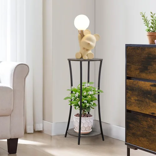 Miniatura 7 de YINMIT - Soporte para plantas de interior, estante de 2 niveles y redondo para macetas, estante para macetas de flores, estante de soportes Gris