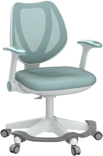 Miniatura 5 de Linda silla de escritorio para niños, silla de computadora azul con reposabrazos ajustables y reposapiés, sillas giratorias para estudio, lectura
