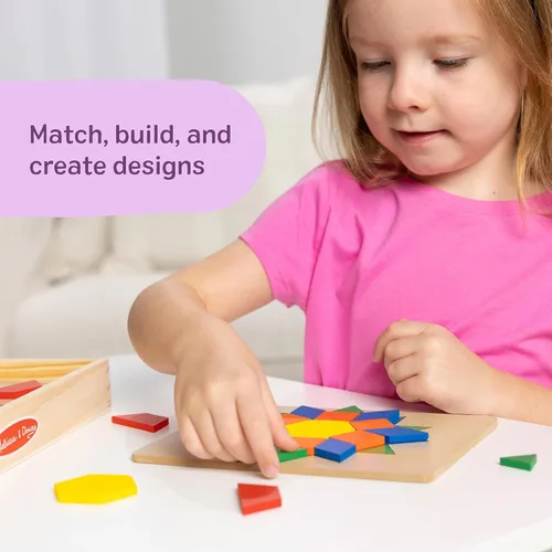 Miniatura 3 de Melissa & Doug, Juego clásico de bloques de patrones y pizarras, Estándar, Multi
