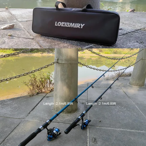 Miniatura 3 de Paquete de 2 carretes de caña de pescar telescópica de 6.9 ft/6.89 pies con bolsa de transporte, señuelos, alicates para pesca de agua dulce en agua