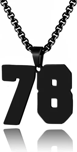Miniatura 98 de Collar de Número Dorado para Hombre, Cadena de Acero Inoxidable con Colgante de Número para Atletas, Joyería Deportiva Personalizada para Niños