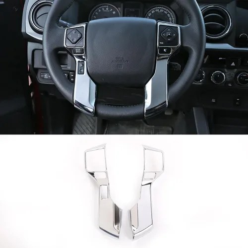 Miniatura 6 de Molduras Cromadas para Volante de Automóvil Cubiertas Adhesivos Calcomanías Compatible con Toyota Tundra 2014-2021 Tacoma 2016-2022 ABS Accesorios