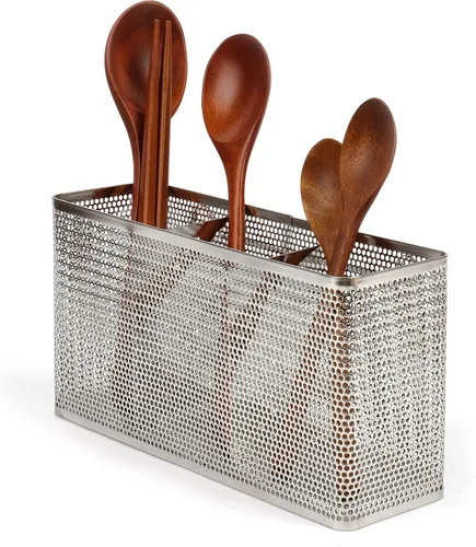 Miniatura 4 de LENITH Soporte perforado para utensilios de cocina con ganchos, almacenamiento de acero inoxidable 304 para organizador, apto para lavavajillas