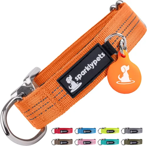 Miniatura 27 de SparklyPets Collar de perro ancho de servicio pesado con hebilla cromada de liberación rápida, collar táctico grueso para perro con rayas Azul