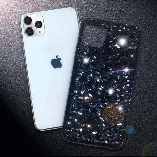 Miniatura 4 de Funda compatible con iPhone 13 Pro Max para mujer, con purpurina 3D, de lujo, con diamantes de imitación brillantes, con gemas transparentes, bonita