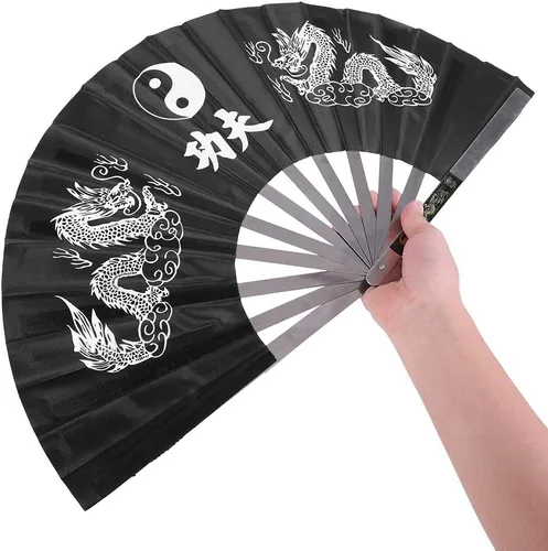 Maxmartt Abanico de mano plegable de acero inoxidable, ventilador de tai chi, ventilador de kung fu, fanáticos de karate, fanático chino, fanático
