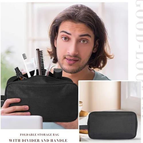 Miniatura 6 de Sweetude Neceser de 9 piezas para hombres y mujeres, resistente al agua, bolsa de afeitado plegable, bolsa de viaje para cosméticos, organizador