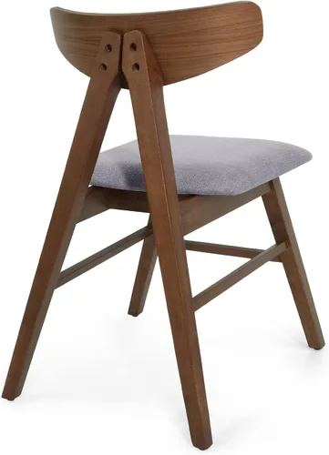 Miniatura 10 de Christopher Knight Home Stocker - Sillas de comedor tapizadas, color gris oscuro/nogal (juego de 2)
