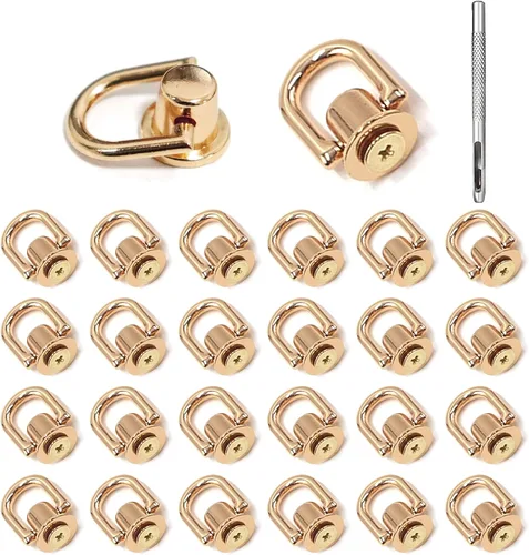 Remaches - Anillo en D, tornillo de bola, botón de cabeza de poste de bola, anillo de metal con perforador de agujero, mochila para manualidades,
