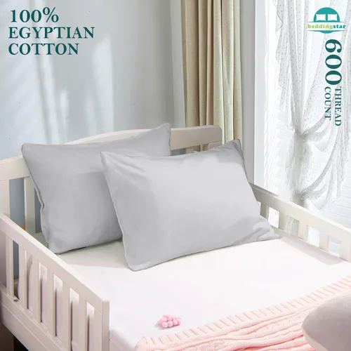 Miniatura 2 de Juego de 2 fundas de almohada juveniles de 16 x 22 pulgadas, fundas de almohada de viaje para niños, cierre de sobre, 600 hilos, 100% algodón Gris