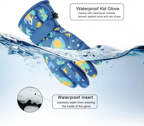 Miniatura 4 de Caudblor Guantes de esquí para niños, guantes de invierno impermeables para niños y niñas, guantes de invierno aislados para jóvenes de 7 a 12 años