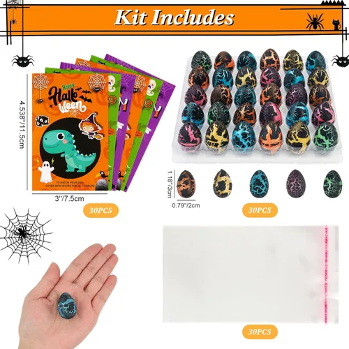 Miniatura 5 de ANPHILE Recuerdos de fiesta de Halloween, paquete de 30 huevos de dinosaurio para incubar de Halloween, rellenos de bolsas de regalos de Halloween a