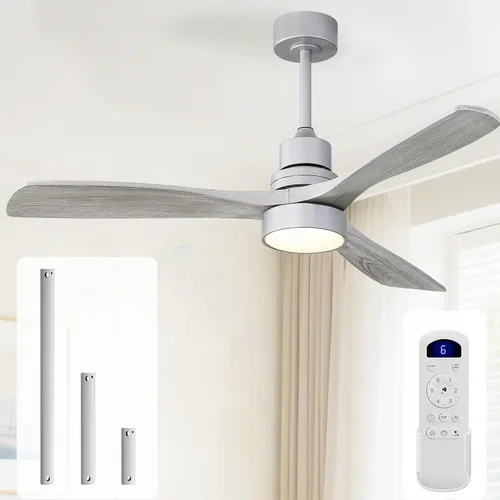 Miniatura 33 de Sofucor Ventiladores de techo de 52 pulgadas, sin luz, ventilador de techo para exteriores con control remoto, motor CC reversible de 3 cuchillas