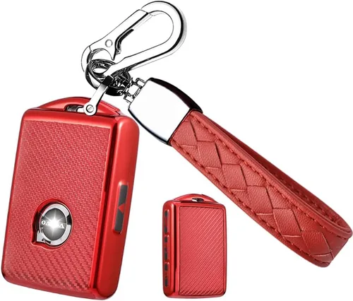 Miniatura 7 de Funda para llavero de automóvil con textura de fibra de carbono de TPU con llavero que se adapta a Volvo XC90, XC60, XC40, S60, S90, V90, V60