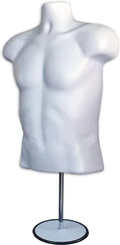 Miniatura 6 de Juego de maniquí blanco con espalda hueca para hombre y mujer, con clips para ropa, soportes de metal y postes de metal y ganchos para colgar