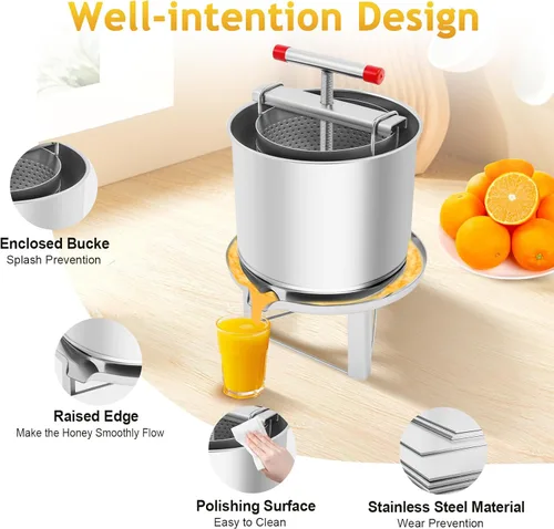 Miniatura 5 de Extractor de prensa de miel, prensa de miel de frutas grandes, extractor de cera de abejas, máquina de apicultura, máquina de prensa manual de miel