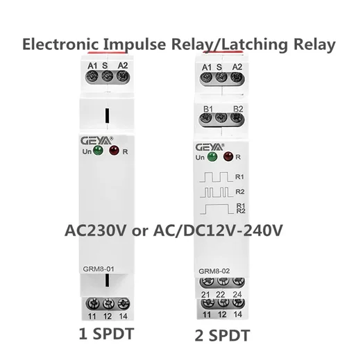 Miniatura 4 de GEYA Relé de bloqueo electrónico relé de impulso relé de memoria 2SPDT 16A voltaje de amplio rango AC/DC12V-240V Montaje en riel DIN