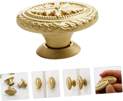 Miniatura 2 de Uonlytech Pomos de latón para manija de puerta, diseño de alivio, borde liso para muebles, oficina en casa