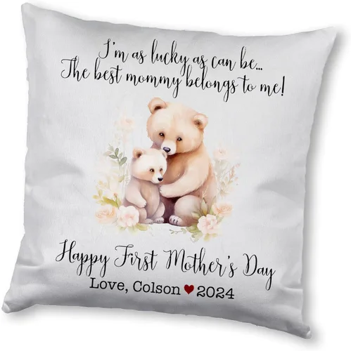 Miniatura 7 de Mother's Day Bear, First Mother's Day Custom Pillowcase, Personalized Mother's Day Pillowcase, Gift for Mom, Home Decor