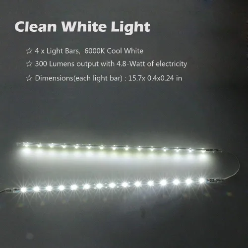 Miniatura 8 de Kit de barra de luz con pantalla LED, (4) tiras de luces conectables enchufables de 16 pulgadas para gabinete de exhibición grande, serie + conexión