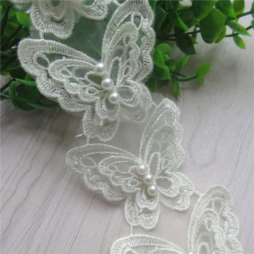 Miniatura 2 de Arco de mariposa soluble de 5 yardas de organza bordada de encaje para tejer, apliques de boda, cinta de retazos hechos a mano, suministros