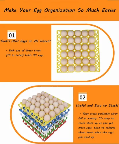 Miniatura 3 de 10 bandejas de plástico para huevos de 30 celdas, cajas de huevos apilables para embalaje de huevos, almacenamiento, envío de huevos frescos