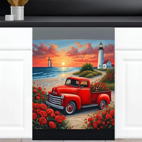 Miniatura 14 de Calcomanía magnética de vinilo para lavavajillas con diseño de florero de granja rústica, diseño floral para decoración del hogar, cubierta