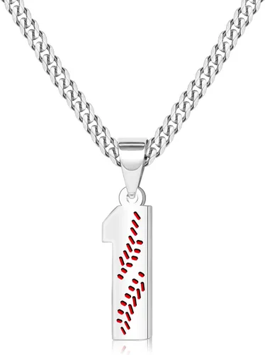 Miniatura 24 de Btysun Collares de béisbol de béisbol número 0-99 dijes de acero inoxidable para hombres, regalos de béisbol, papá, marido, regalo de Navidad