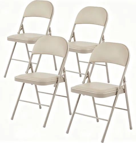 Miniatura 9 de HealSmart Paquete de 2 sillas plegables con asientos acolchados de cuero, marco de metal resistente, diseño portátil apilable para uso en interiores