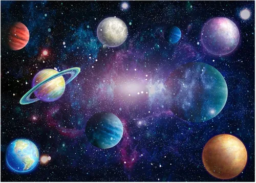 Miniatura 6 de Telón de fondo del espacio exterior con galaxia estrellada para bebés, niños y niñas, temática de planeta, fiesta de cumpleaños, 118 x 95.6