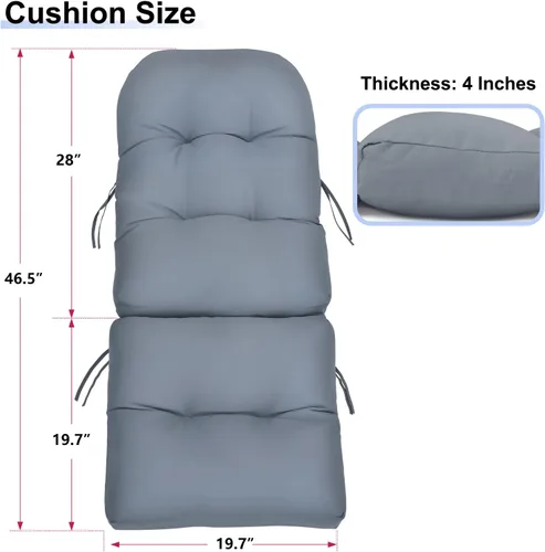 Miniatura 2 de Skypatio Adirondack - Cojín grueso para silla mecedora, impermeable, para patio al aire libre, con respaldo alto, color gris