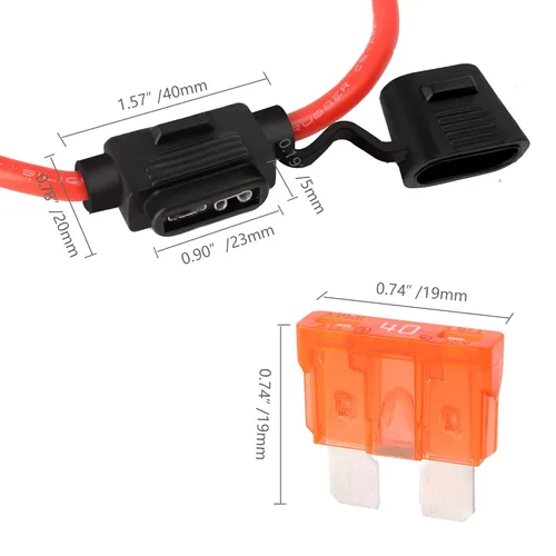 Miniatura 2 de MulWark Paquete de 4 Cables Marinos de Cobre Estañado Calibre 10 Impermeables IP67 Portafusibles en Línea Pigtail Bloque de Fusibles de Cuchilla