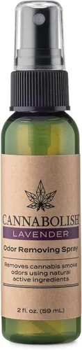Cannabolish Spray eliminador de olores de lavanda y ambientador, 2 onzas líquidas. Tamaño de viaje
