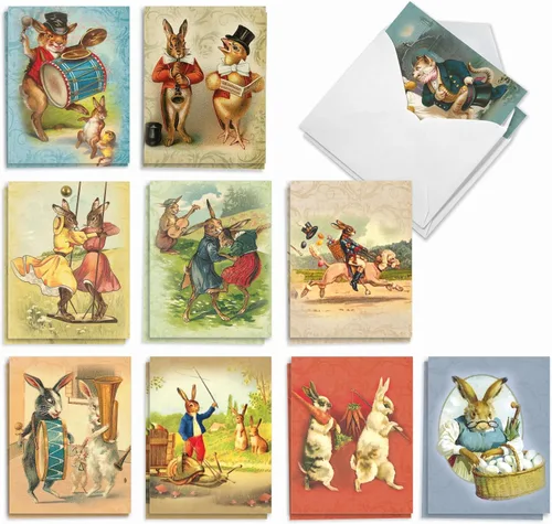 Miniatura 12 de The Best Card Company - 20 bonitas tarjetas para niños en caja (4 x 5.12 pulgadas) - Juego surtido en blanco (10 diseños, 2 de cada uno) - Fantastic