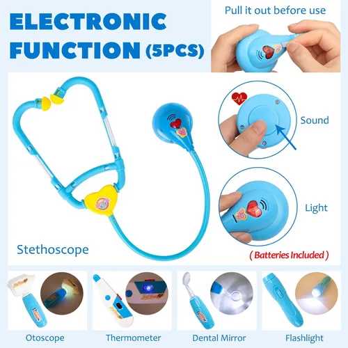 Miniatura 3 de Liberry Kit médico para niños pequeños de 3 a 5 años, 18 piezas, bolsa de doctor para niños, juguetes de simulación, kit médico duradero