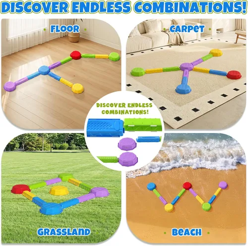 Miniatura 5 de Wee Wonders Piedras de equilibrio para niños, juguetes sensoriales antideslizantes para carreras de obstáculos para niños pequeños, piedras