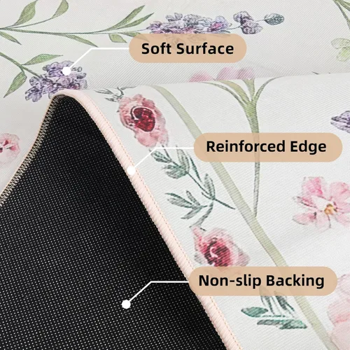 Miniatura 7 de Alfombra de entrada lavable de 2 x 3 pulgadas, alfombra pequeña para entrada, cocina, baño, antideslizante, estampado floral, alfombra de entrada
