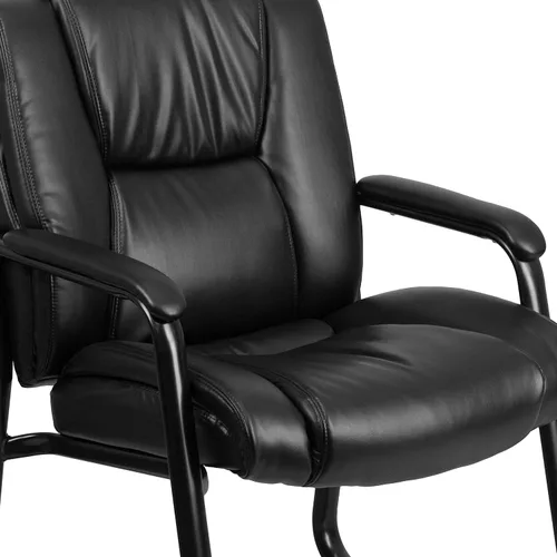 Miniatura 9 de Flash Furniture LeatherSoft - Silla de recepción ejecutiva con reposabrazos acolchados y base de trineo, silla lateral tapizada para sala de estar u