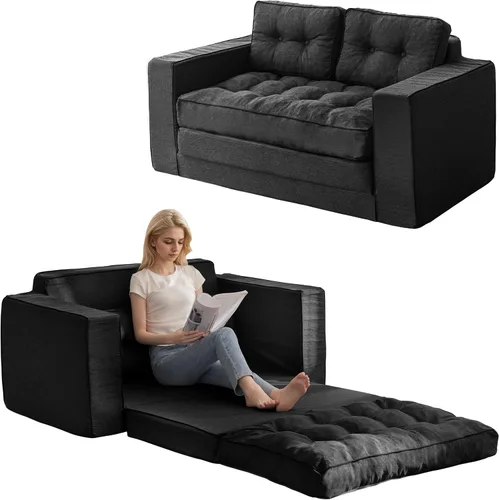 Miniatura 11 de YOSHOOT Sofá Cama Loveseat, Sofá Convertible de 55" Sofá Cama Sillón Futón para Sala de Estar, Sofá de Piso Extraíble 3 en 1 con Respaldo y verde