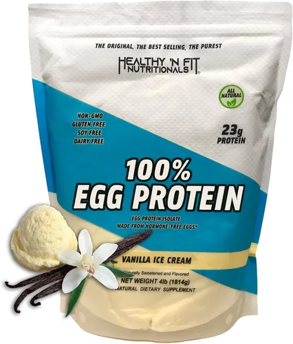 Healthy 'N Fit 100% proteína de huevo, vainilla (4 libras): 100% proteína de clara de huevo más péptidos naturales. - Endulzados naturalmente,