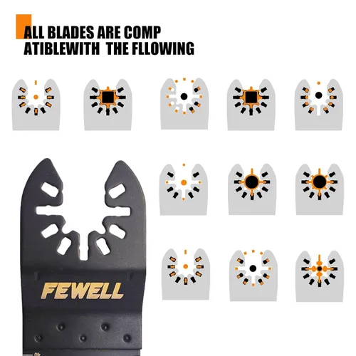 Miniatura 5 de FEWELL 20 hojas de sierra oscilantes de titanio, cuchillas multiherramienta universales para materiales duros, metal, madera, plástico, clavos, se