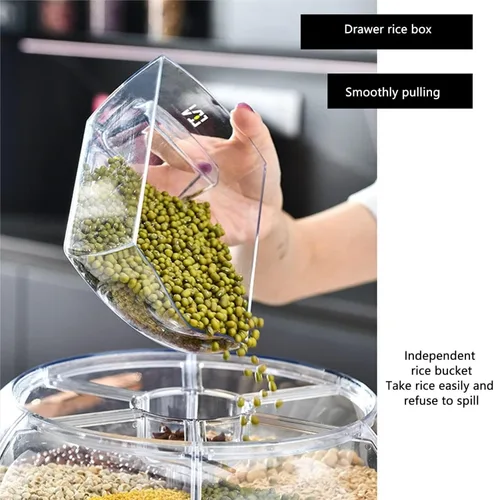 Miniatura 7 de Dispensadores de cereales Dispensador de arroz de gran capacidad, contenedor de almacenamiento de granos, dispensador de alimentos secos