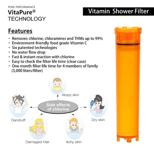 Miniatura 5 de VCF-50V Filtro de ducha en línea ultra compacto de vitamina C también conocido como SUF-50V