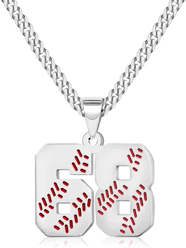 Miniatura 78 de Btysun Collares de béisbol de béisbol número 0-99 dijes de acero inoxidable para hombres, regalos de béisbol, papá, marido, regalo de Navidad