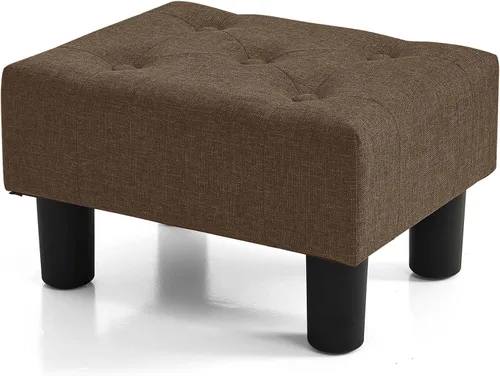 Miniatura 32 de BRIAN & DANY Taburete pequeño para pies, taburetes de lino con patas, reposapiés pequeño estable para sala de estar, beige